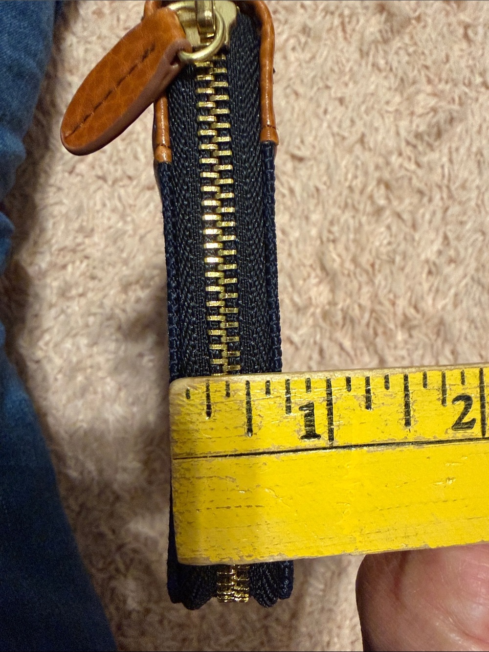 Miche Zip Around Organizer Wallet Denim Blue Cognac Tan Gold Hardware EUC - Picture 7 of 9